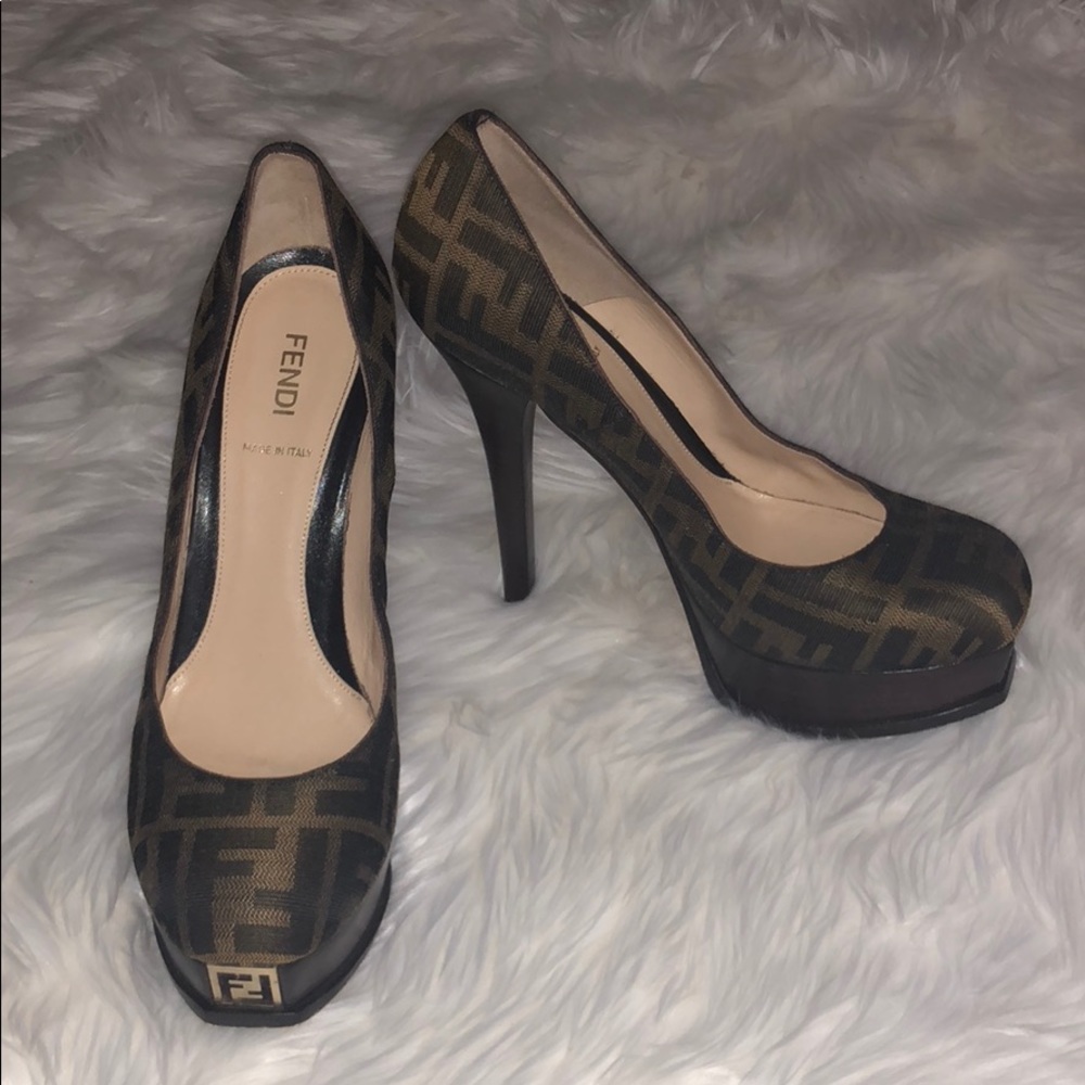 FENDI Brown Zucca Platforms Size 39